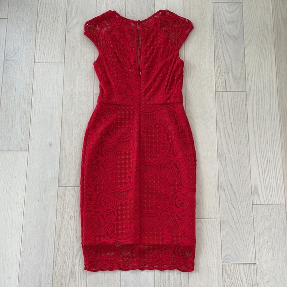 Red Lace Cocktail Dress - Picture 2 of 5